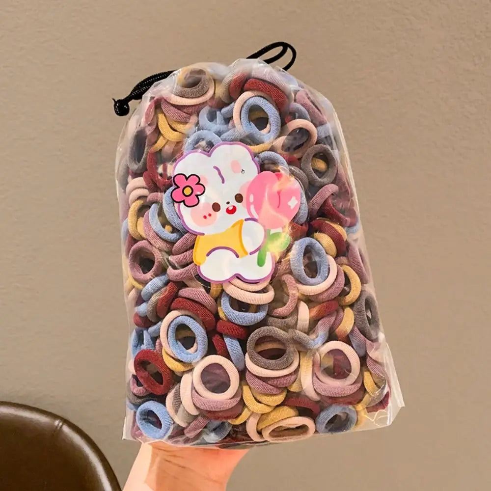 Lot de 100 bandeaux pour enfants marron et noir, mini élastiques mignons, corde à cheveux couleur bonbon, anneau à cheveux coréen sans danger, couvre-chef pour enfant