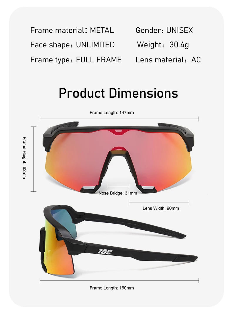 100 Cycling Glasses Outdoor Sports Sunglasses Men MTB Cycling Sunglasses Women Road Bike Goggles UV400 Bicycle Eyewear