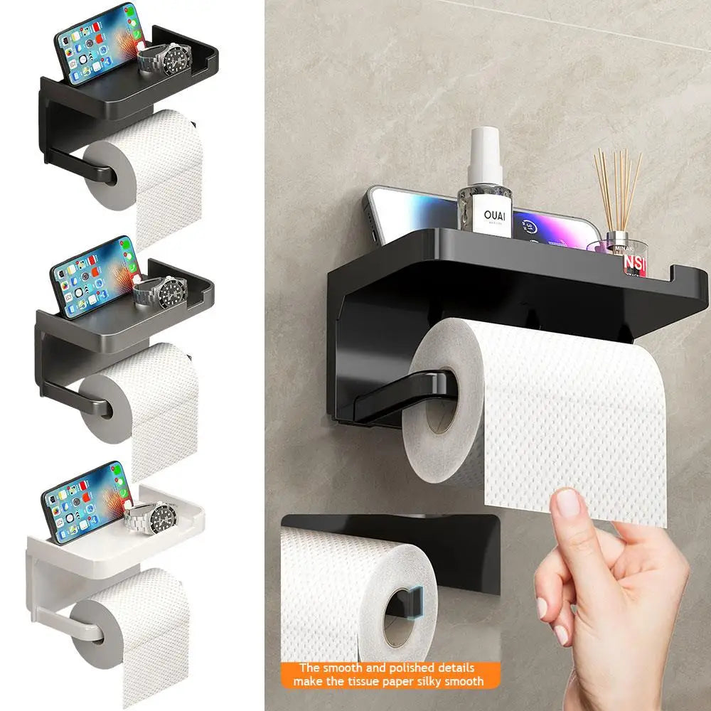 Boîte à Mouchoirs Salle de Bain Étagère Rangement Domestique Support Papier Toilette Salle de Bain Organisateur de Toilette Boîte à Mouchoirs Murale Sans Perçage