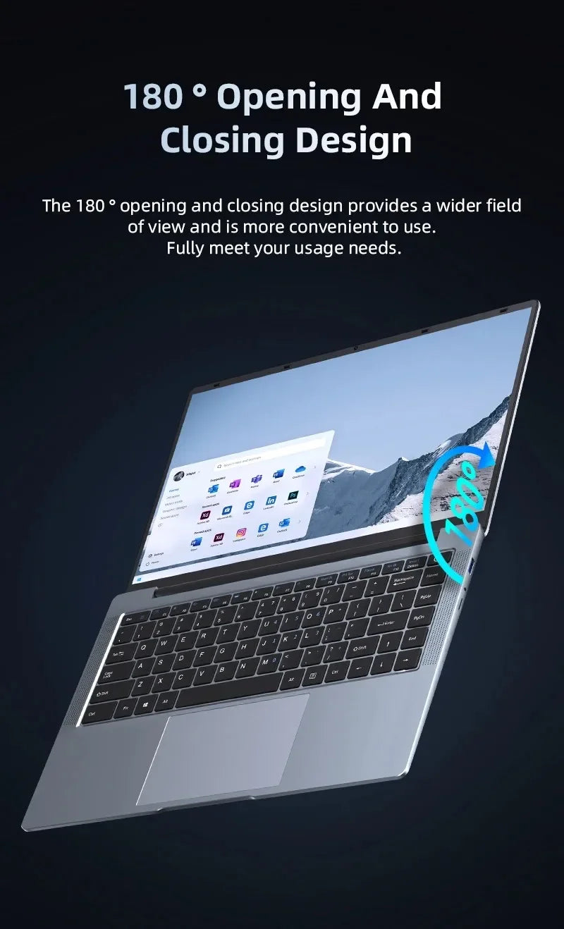 New Ultra Slim Laptop 14.1" 16GB RAM 2TB SSD Intel Pentium 4405U Notebook Gamer 1920*1080 Display Office Study Computer PC