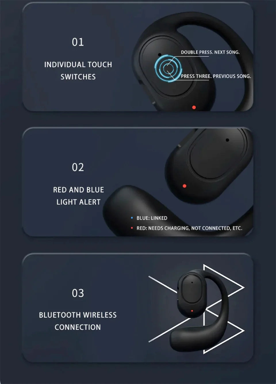 Kabellose Kopfhörer Bluetooth-Headset mit Mikrofon Knochenleitung Freisprech-Kopfhörer mit Geräuschunterdrückung zum Autofahren Audifonos