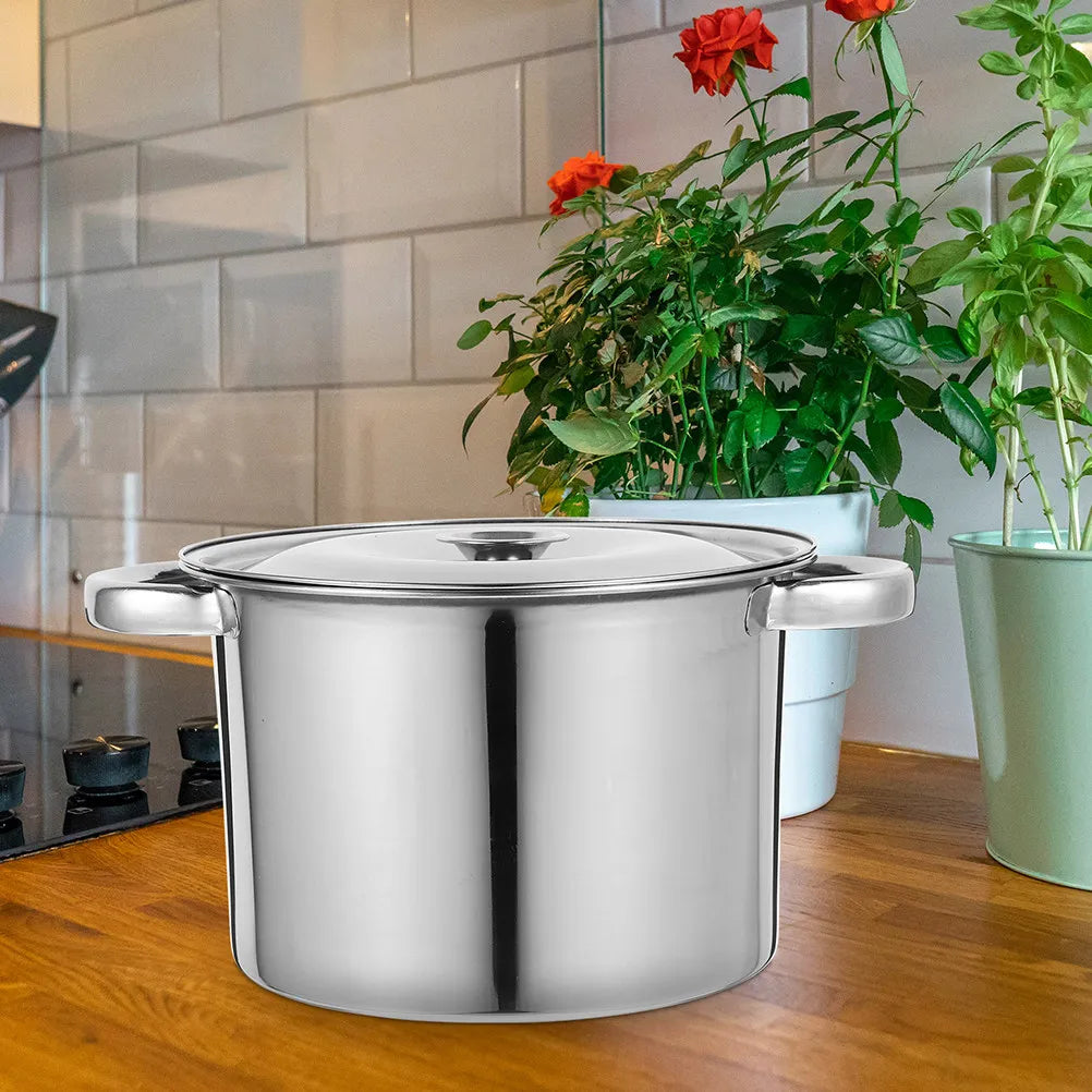 18 cm Edelstahl-Suppentopf, zwei Griffe, dicht schließender Deckel, runder Kochtopf für die Zubereitung von Suppen, Brühen, Brei, Chili und Eintöpfen