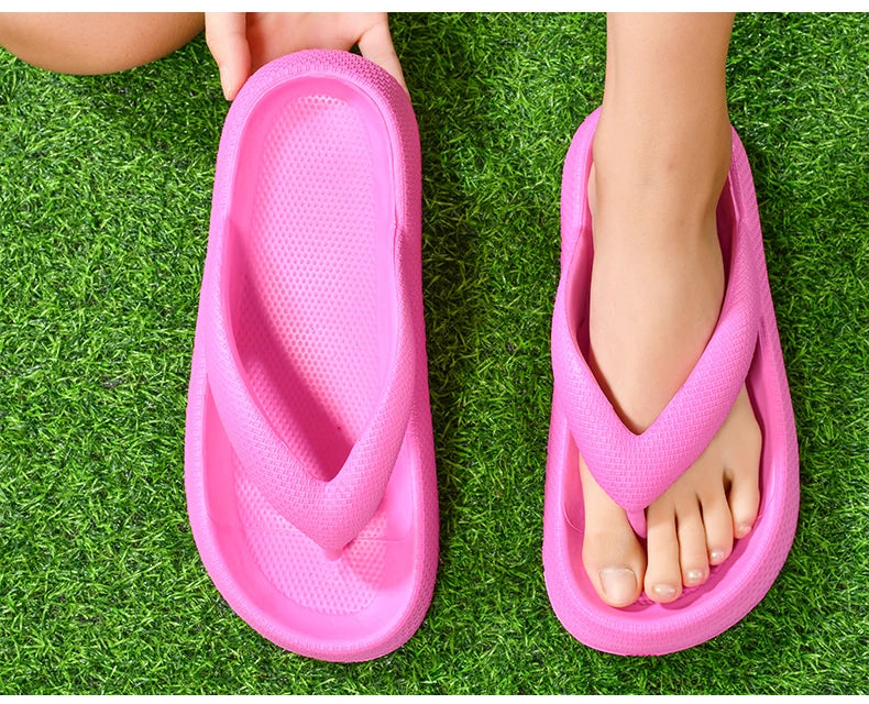 Ladies Lightweight Solid Color Sandals - Casual Indoor/Outdoor Couples Flip Flops, Comfortable Slip-On Beach Footwear
