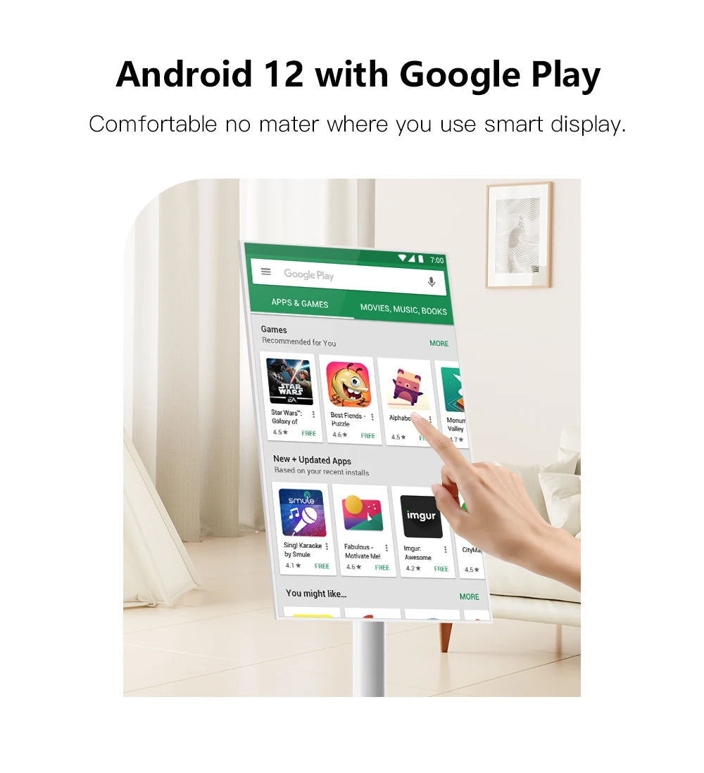 Android Tablet Smart Television in Cell Touch 21,5 Zoll LCD-Bildschirm Beweglicher kabelloser rollbarer Smart TV mit 5 Stunden Akkulaufzeit