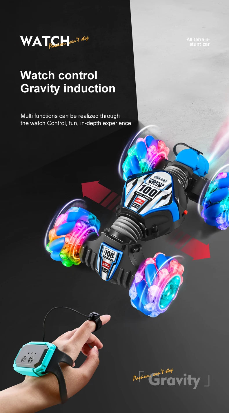 Top RC Stunt Car 2.4G Ferngesteuertes Auto RC Uhr Gestensensor LED Rotation Geschenk Elektronisches Spielzeug für Kinder Jungen