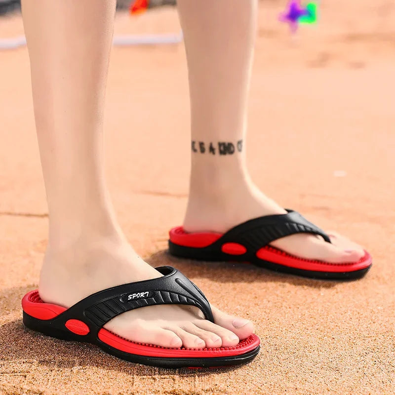 Massage Flip Flops für Herren, Sommer atmungsaktive Strandschuhe, Sandalen Herren, Luxus Flip Flops, atmungsaktiv, Übergröße, Herren Hausschuhe 46