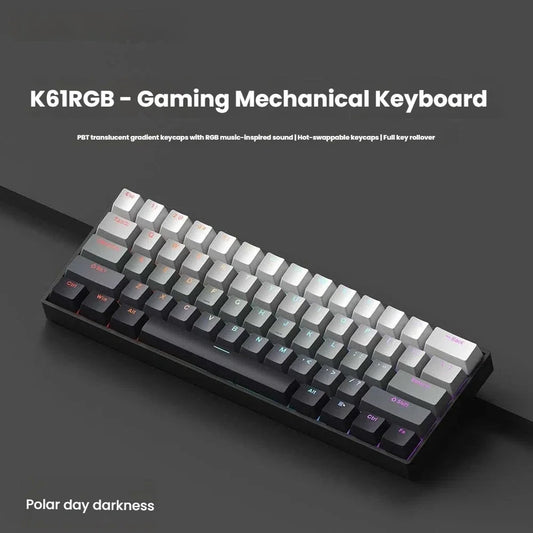 K61 USB Mini Mechanische Gaming-Tastatur Kabelgebunden Hot-Swap-fähig Abnehmbares Kabel