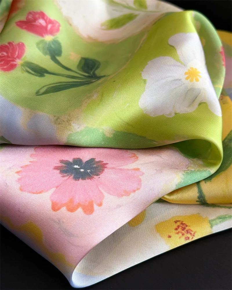 70*70cm Square Silk Scarves Women Hijab Shawls Abaya Women Veil Islamic Turban Femme Head Scarf Foulard Bandana Beach Pareo 2025