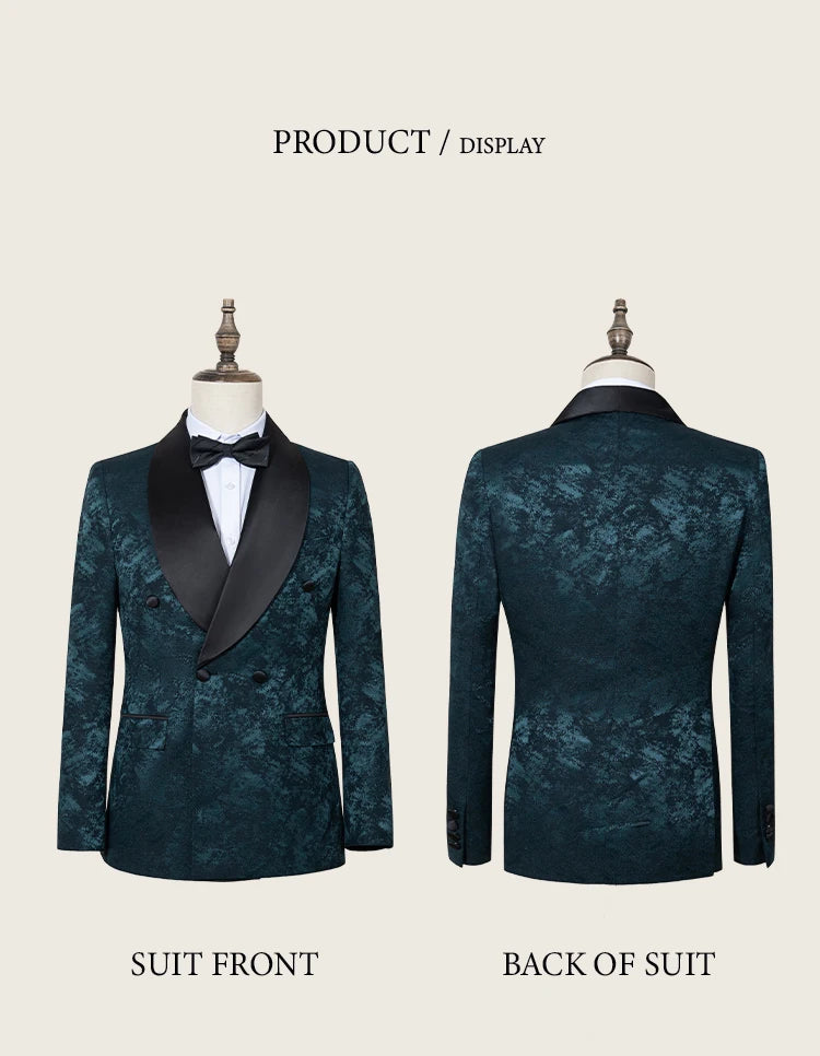 Luxus 2-teiliger Anzug Herren Party Outfit High-End Zweireiher Business Casual Anzug Bräutigam Hochzeitskleid Schalkragen
