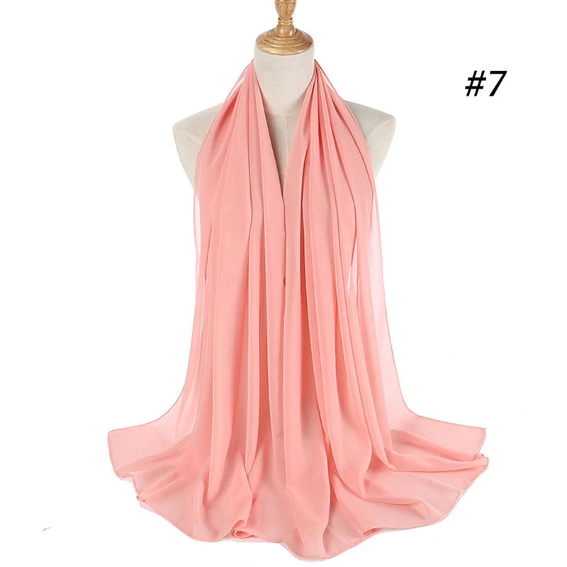 Hijab musulman en mousseline pour femmes, écharpe en mousseline bulle, voile pour femmes, musulmanes, islamiques, de couleur unie, malaisiennes, écharpes foulard musulman