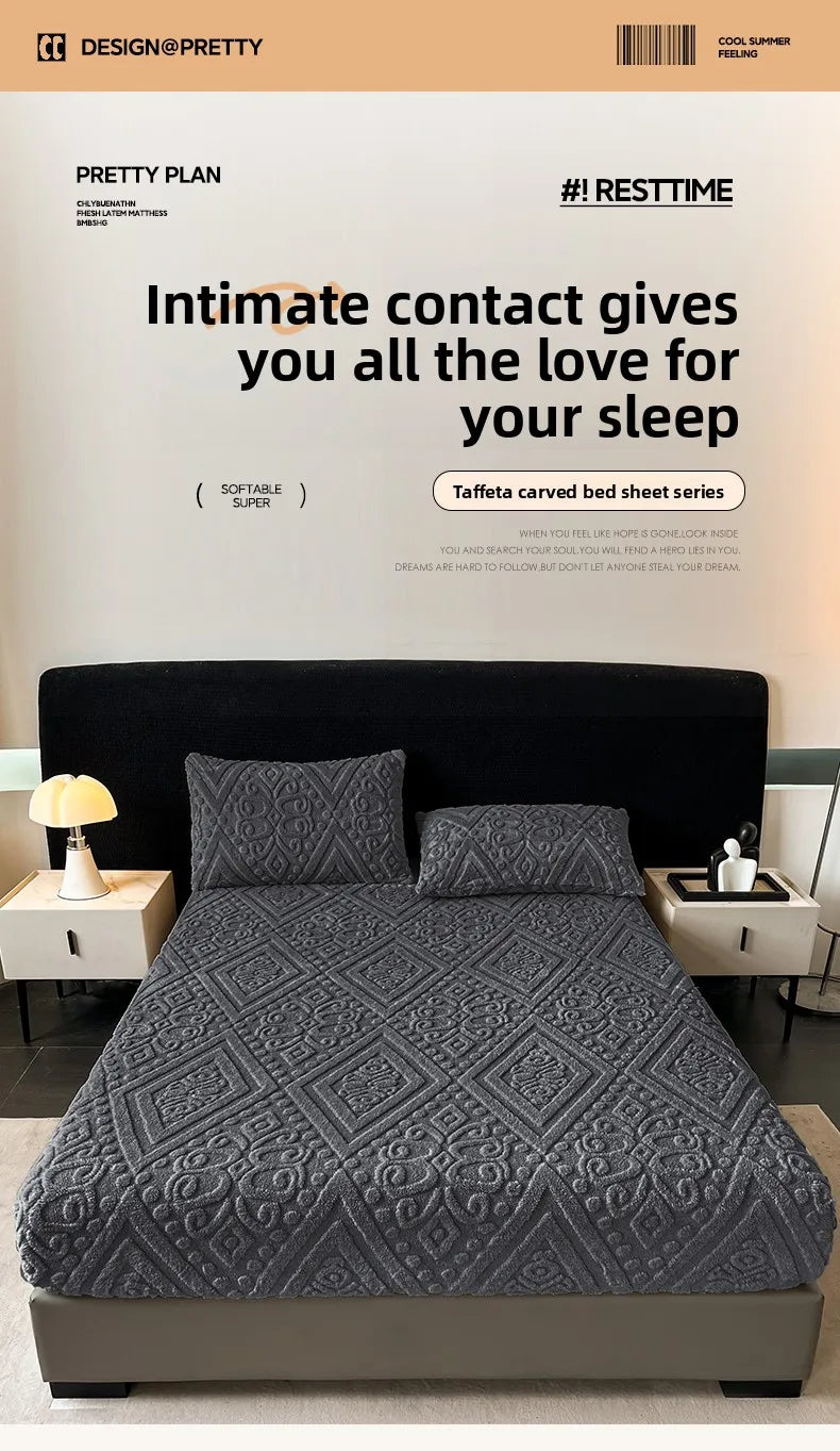 Jacquard Winter Dick Warme Korallen Plüsch Matratzenauflage Hohe Elastizität Rutschfest Atmungsaktiv Geeignet Schlafzimmer Weiches Bettlaken