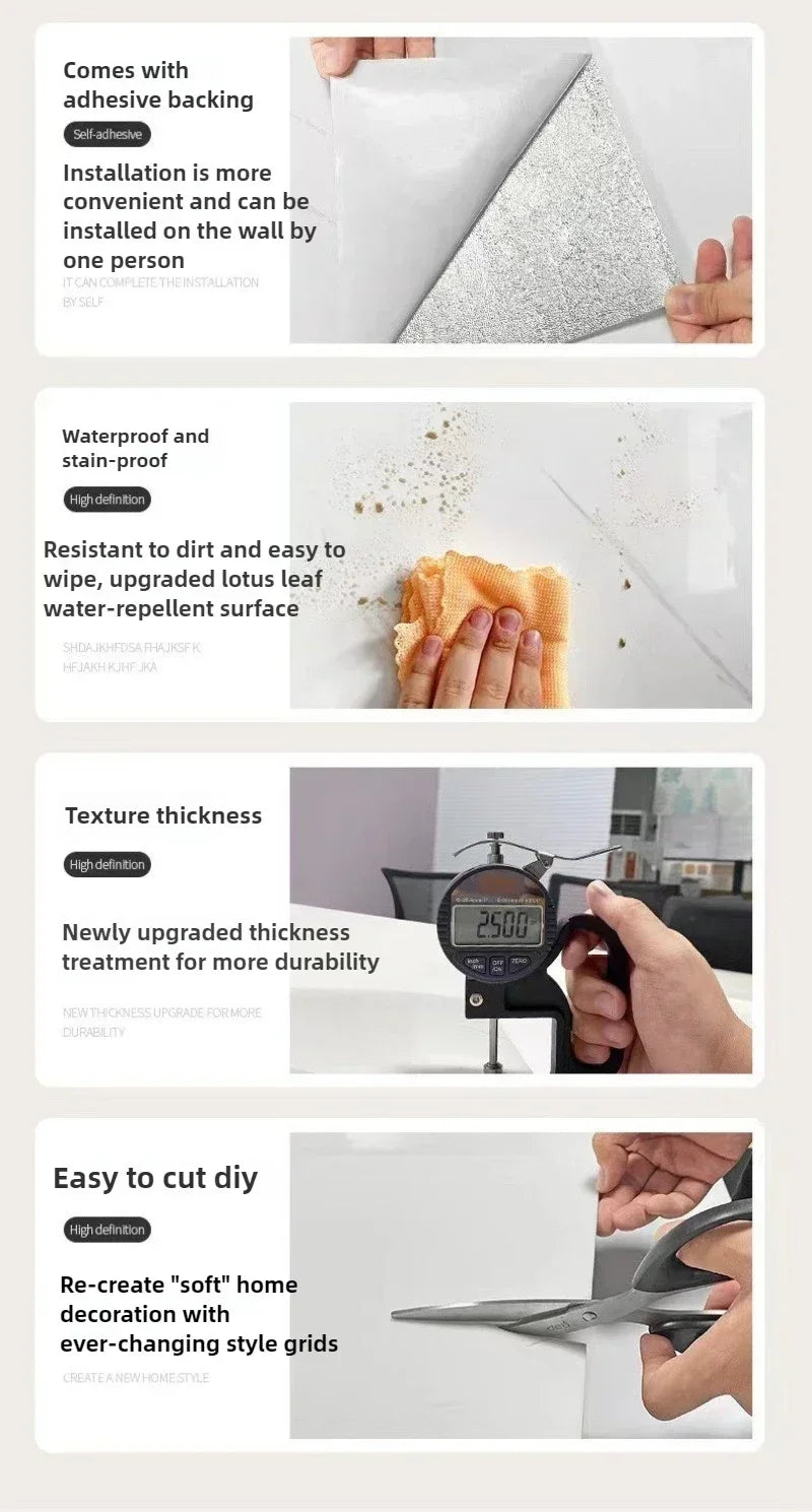 10 autocollants muraux 3D effet marbre imperméables et auto-adhésifs pour salle de bain, cuisine, rénovation de murs et de sols, décoration intérieure