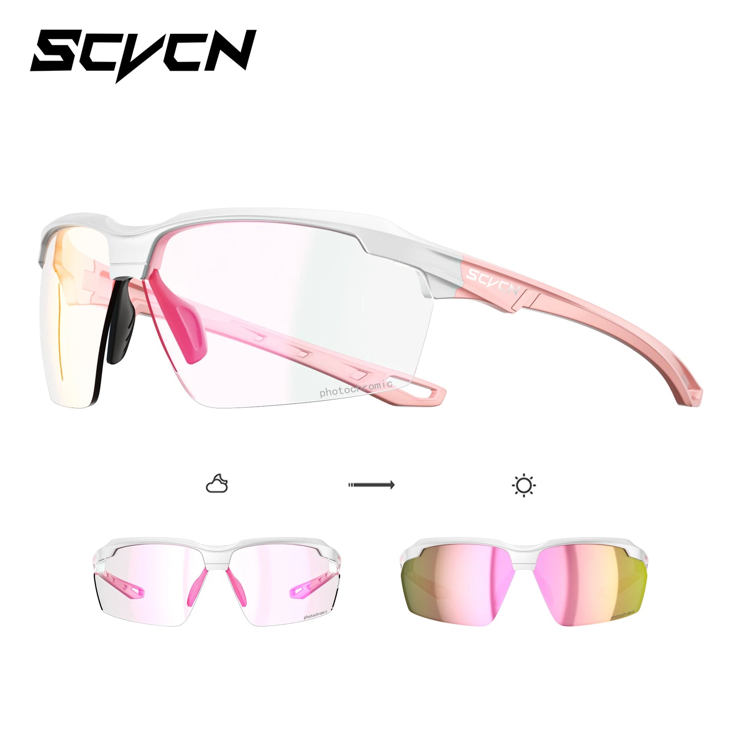 SCVCN Lunettes de soleil photochromiques Cyclisme Vélo VTT Randonnée Golf UV400 Lunettes de sport pour hommes femmes Baseball