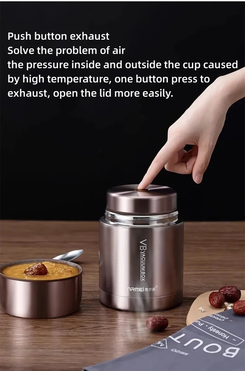 Thermos alimentaire 600/800/1000 ml, pot alimentaire isotherme sous vide en acier inoxydable 316 avec cuillère, boîte à lunch pour enfant avec sac de transport isotherme