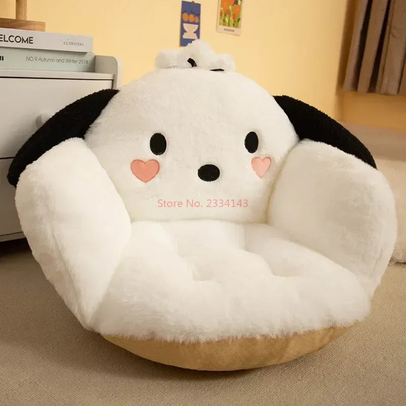 Kawaii Cinnamoroll Big Size Süßes Plüsch Halb Umgeben Schwarzes Kuromi Kissen Rückenlehne Schlafsaal Büro Rutschfestes Stuhlkissen
