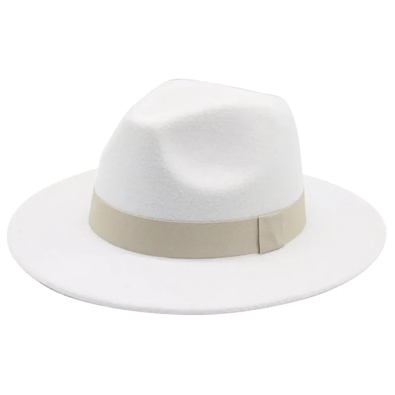 Chapeau Fedora Femme Chapeaux d'hiver pour femmes Bande de ruban Chapeau homme Large bord Classique Beige Mariage Eglise Chapeau melon Nouvelle casquette chapeau femme