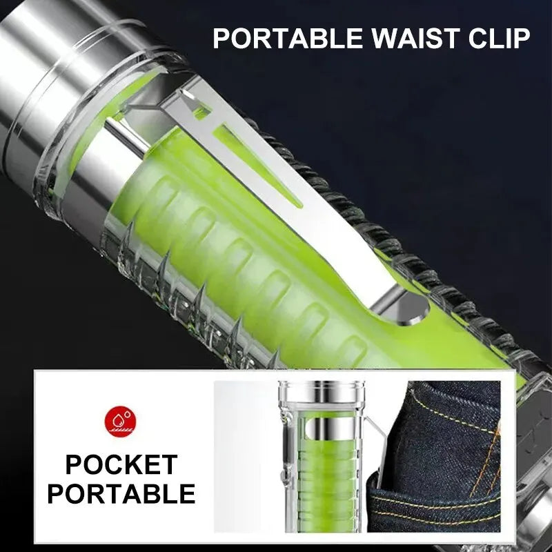 Mini-Schlüsselbund-Taschenlampe Typ C Schnelles Laden Multifunktional Ausziehbar Wasserdicht Fluoreszierend Magnetisch Warnleuchte Campinglampe