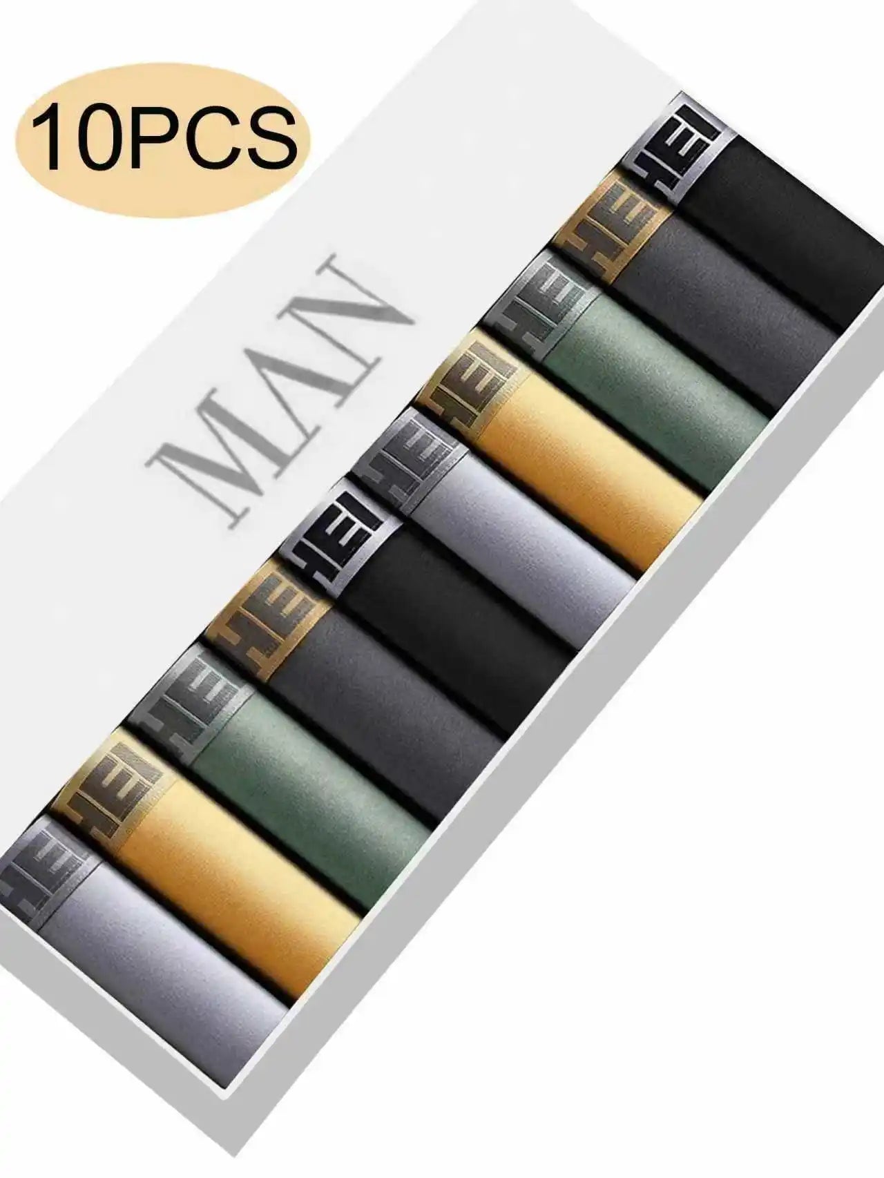 10 Pieces Men Underwear Quick Drying Stretchy Boxer Fshion Boy's Underpant Casual Sports Underwear High Stretch Trendy Panties