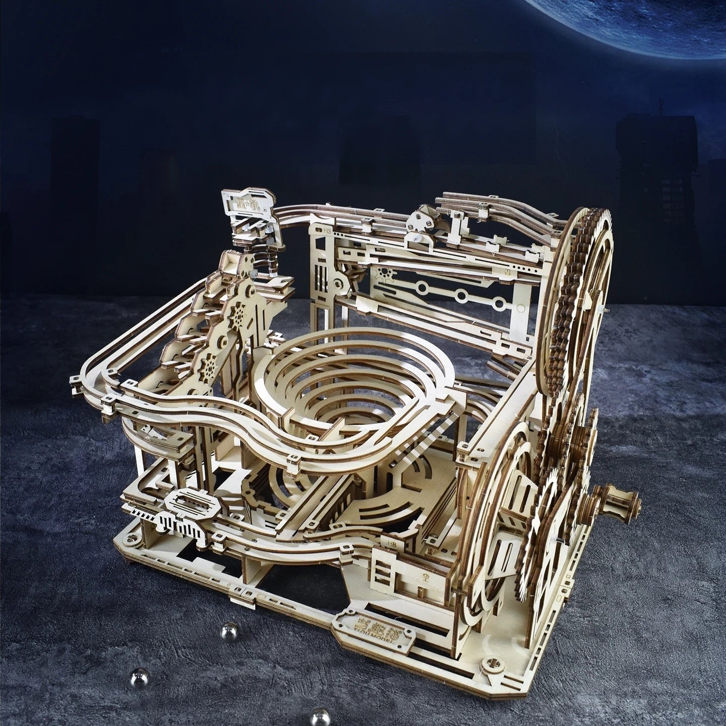 Chriyungel 3D Wooden Marble Run Puzzle DIY Building Model Kits Rolling Ball Track Brain Teaser Game Gift for Adults Teens Kids