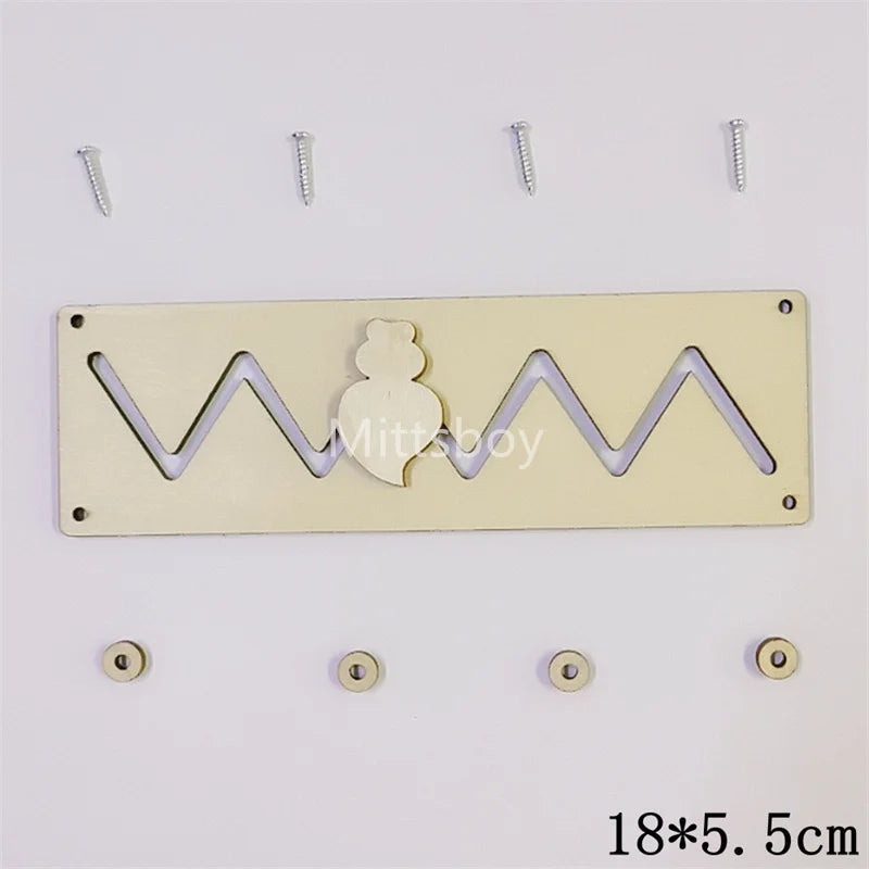DIY Busy Board Montessori Lernspielzeug Tier Rutsche Reißverschluss Nummer Buchstabe Wolke Holzchip Grafikzuordnung Holzteile Geschenke