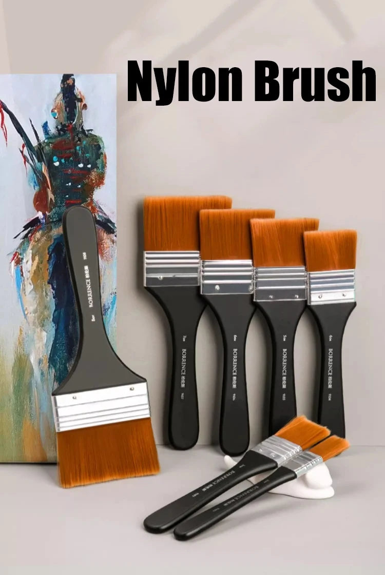 Borrence 1/2/3/5pcs Memory Nylon Paint Brushes Set for Acrylic Oil Drawing Watercolor Wooden Painting Brush Tools Art Supplies