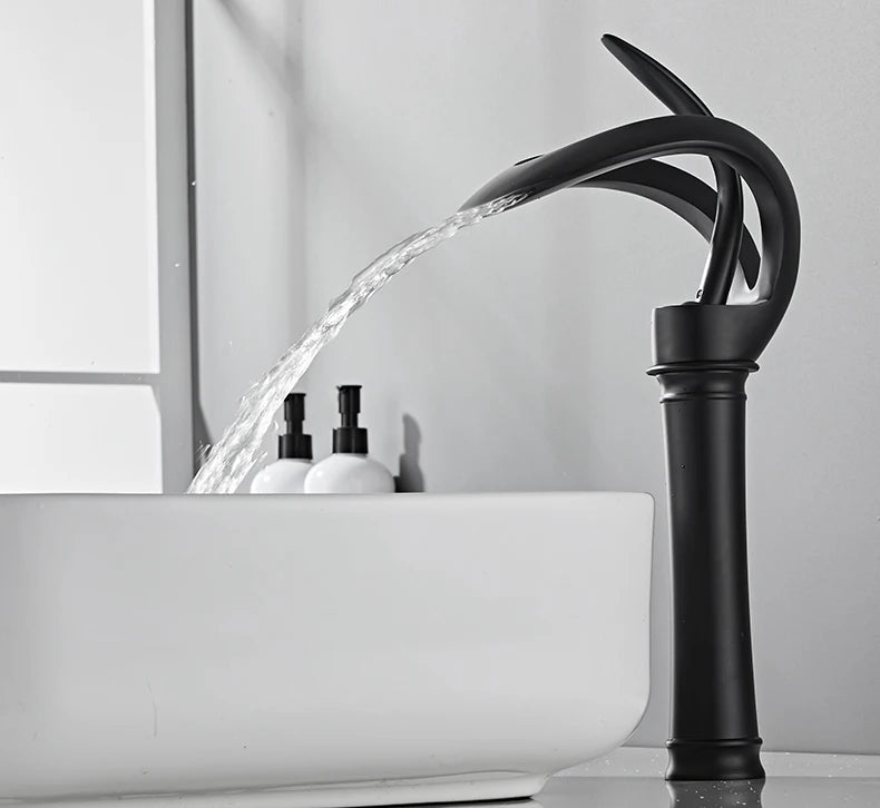 Robinet de lavabo doré/blanc, robinet de salle de bain noir, mitigeur de lavabo créatif en laiton gris, robinet de lavabo cascade chaud et froid
