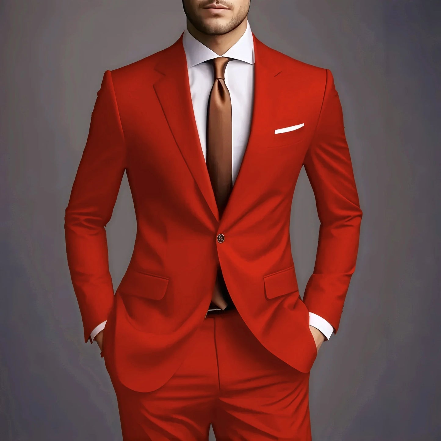 (Jacke + Hose) 2025 Neuer luxuriöser, eleganter Herrenanzug, 2-teiliges Set, modisch, koreanisch, lässig, Slim Fit, für Gesellschaft, Bräutigam, Hochzeit, Smoking