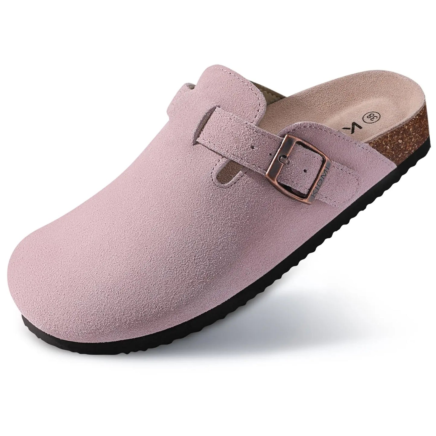 KIDMI Wildleder-Clogs für Damen Herren Pantoletten Korkfußbett Sandalen mit Fußgewölbestütze Modische rutschfeste Outdoor-Strandschuhe Hausschuhe
