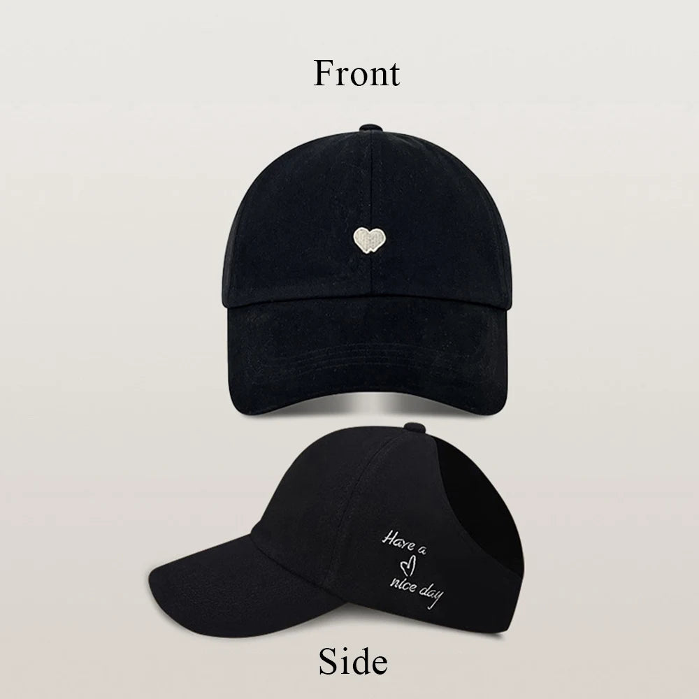 Casquettes de Baseball pour Enfants Garçons Filles Chapeau de Soleil Cœur Creux Amour Chapeaux à Queue de Cheval Haute Casquettes de Baseball Réglables pour Enfants de 4 à 12 Ans