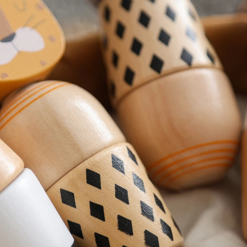Baby Wooden Montessori Toy Develop Kid Hand-on Ability Toy Hand Bell Toy Children Animal Puzzle Classic Educational Toy Kid Gift