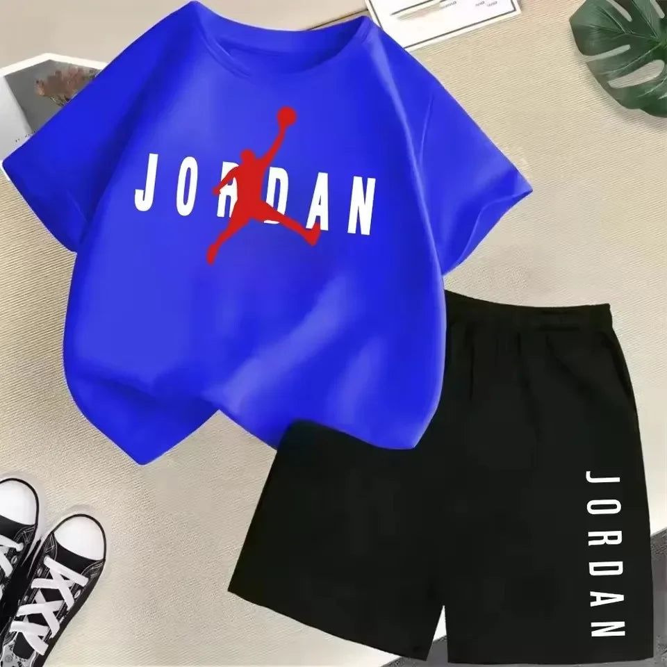 Sommer Kurzarm Kinder Set Slam Dunk Master Muster Print Sport T-Shirt + Shorts 2-teiliges Set Kinder Jungen Mädchen Mode Trainingsanzug