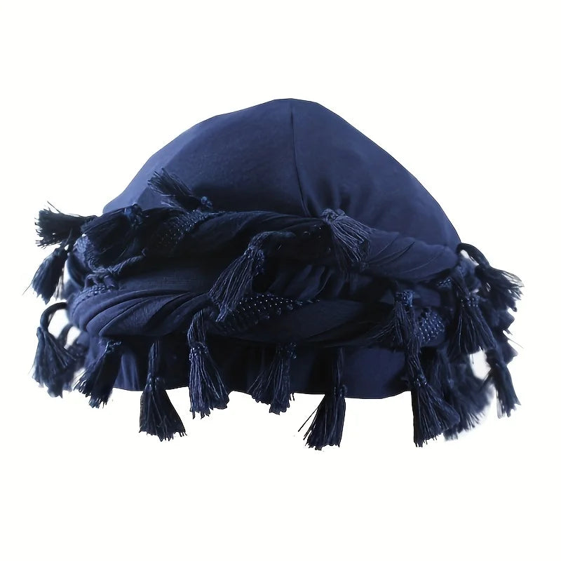 Foulards à enrouler style "Twist" (turban) Durag avec pompon pour hommes - Noir, gris - Foulard turban à nouer - Accessoire cheveux pour garçons, collection 2026