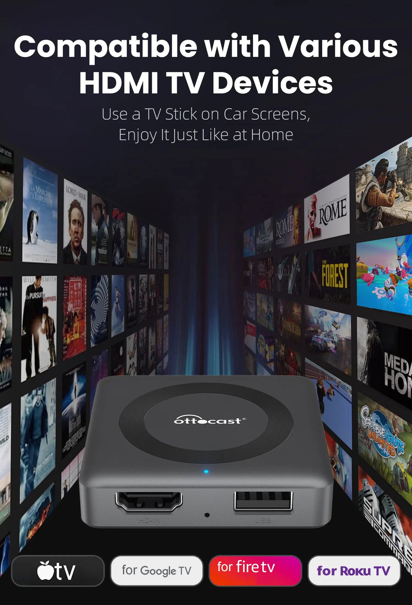 Ottocast Car TV Mate Pro Max Wireless CarPlay Android Auto Adapter für Fire Google TV Stick Konverter für OEM Wired CarPlay Car