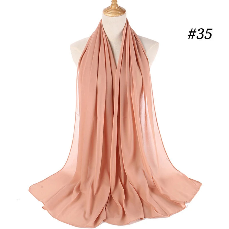 Hijab musulman en mousseline pour femmes, écharpe en mousseline bulle, voile pour femmes, musulmanes, islamiques, de couleur unie, malaisiennes, écharpes foulard musulman