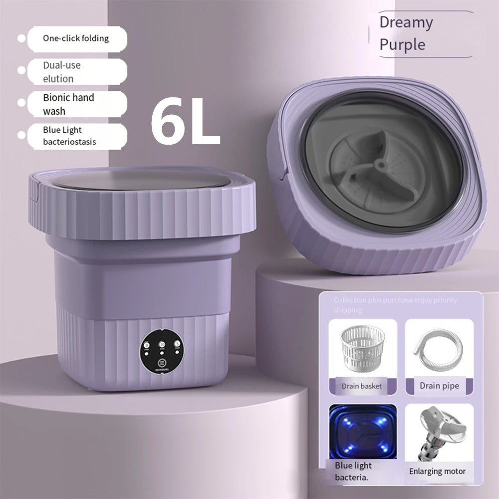 6L 11L Faltbare tragbare Waschmaschine mit Schleudertrockner für Kleidung, Reisen, Zuhause, Ultraschall-Unterwäsche, Socken, Mini-Waschmaschine 110V 220V