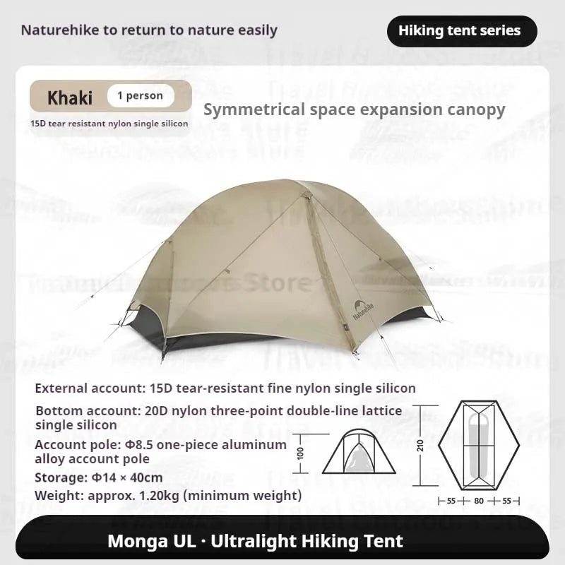 Naturehike Mongar UL BASE PRO 123 People Tent Trekking Backpacking Shelter Tent 20D Nylon Waterproof Ultralight Outdoor Camping