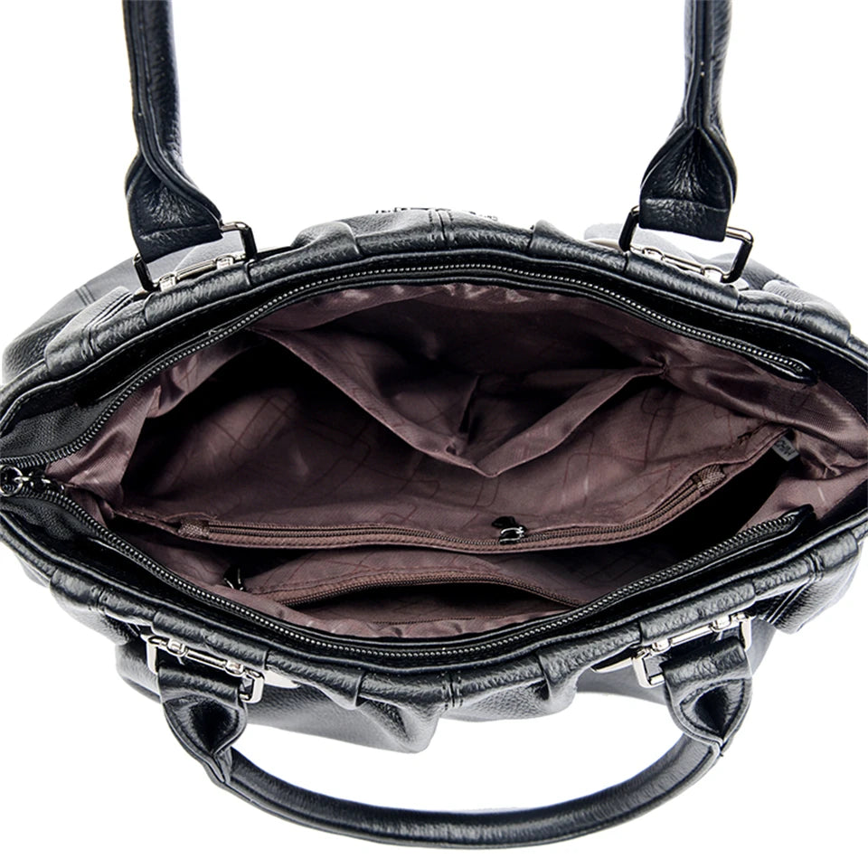 Sac cabas décontracté en cuir véritable, sacs à main de luxe pour femmes, sacs à main de marque, sacs à main en cuir souple de haute qualité pour le travail