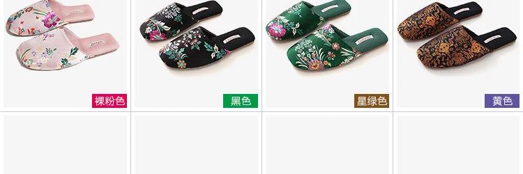 Spring and summer new Chinese embroidered slippers high-end light luxury classic beef tendon bottom home floor drag women