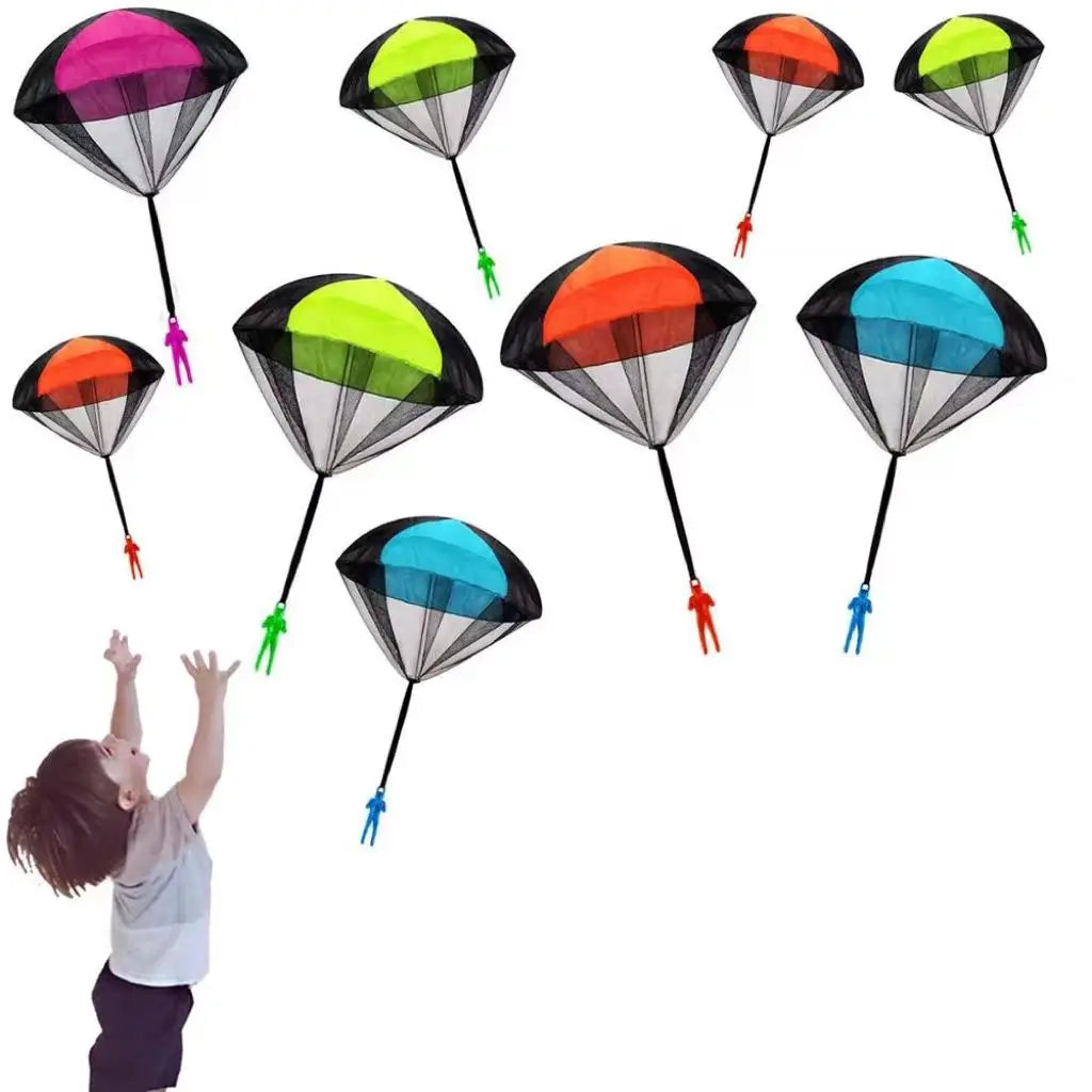 Parachute à Lancer à la Main 4 Pièces, Mini Parachute pour Enfants, Jouet de Plage Extérieur, Jouets Éducatifs de Divertissement Parent-Enfant