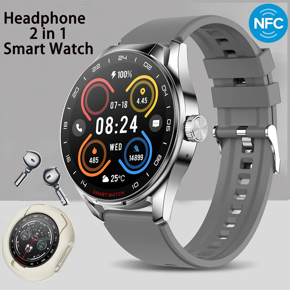 2025 Neue NFC Herren Smartwatch Bluetooth-Anruf Herzfrequenzüberwachung HD Großbildschirm TWS 2-in-1 Sport-Trajektorie Damen Smartwatch