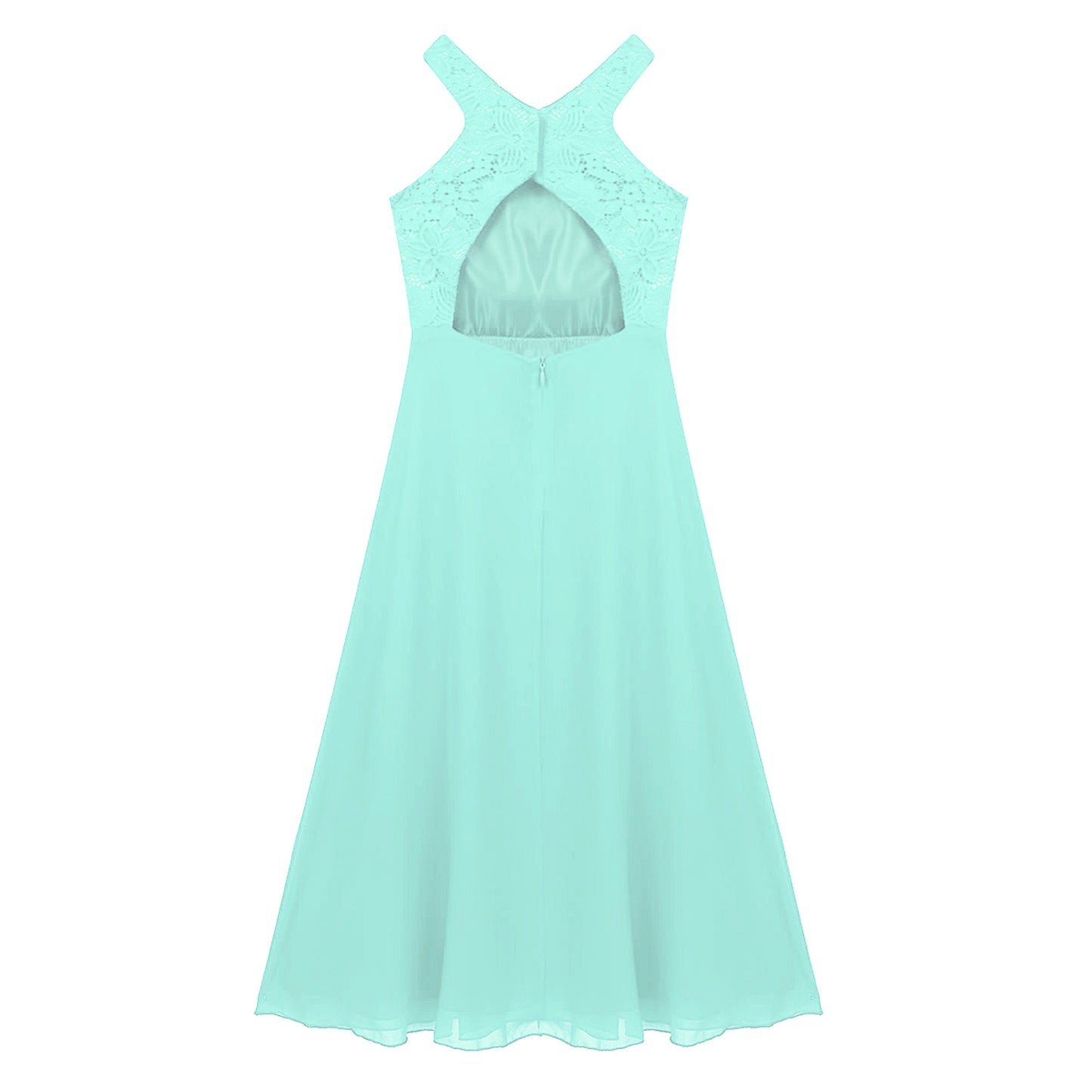 Robe de demoiselle d'honneur en mousseline florale avec découpe au dos pour enfants, tenue de fête d'anniversaire ou de mariage pour filles