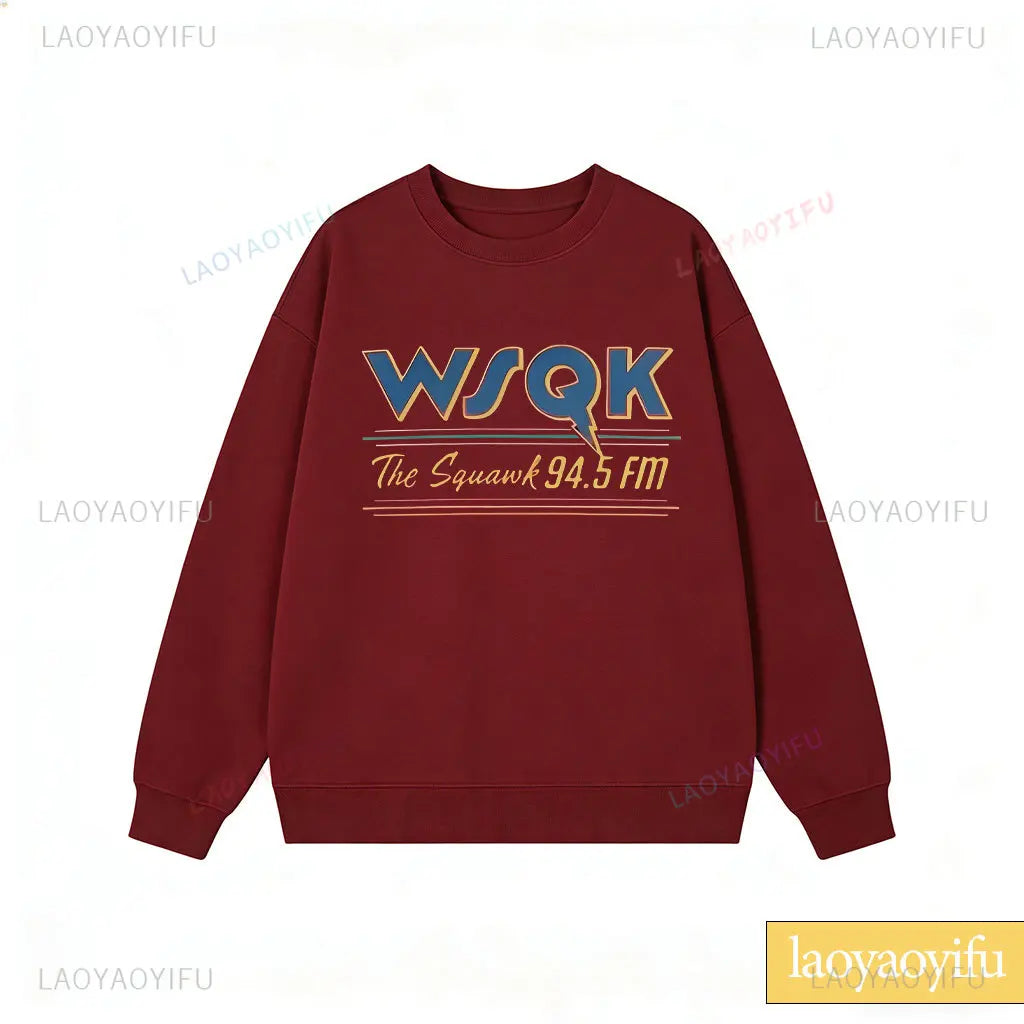 WSQK The Squawk 94.5 FM Radio Sweatshirt Wsqk Unisex Sweatshirts Vintage Sci-Fi Crewneck 80er Nostalgie Sweater Retro Shirt Geschenk