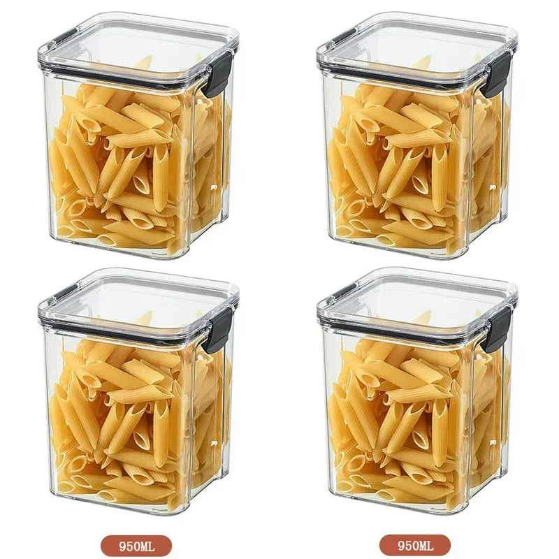 Bocaux scellés de 460 à 1800 ml, organisateur de cuisine pour le stockage des céréales, grand réservoir en plastique, boîte de rangement étanche à l'humidité, bocaux à condiments ménagers