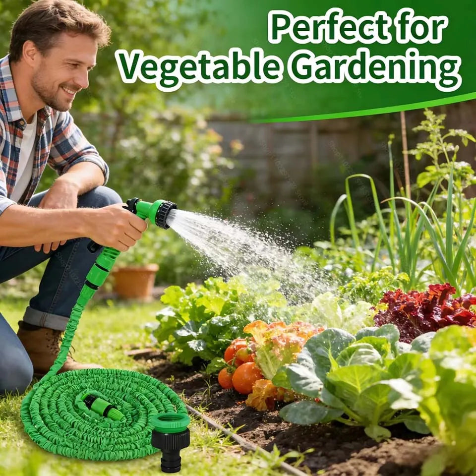 Tuyau d'arrosage magique extensible 25FT-200FT Léger Matériaux Durables 7 Fonctions de Pulvérisation Pistolet Outils d'Arrosage pour Maison et Jardin