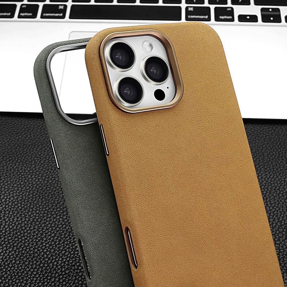 Wildleder-Handyhülle für iPhone 17 Pro mit magnetischem kabellosem Laden, stoßfeste Abdeckung, kompatibel mit iPhone 17 16 15 Pro Max