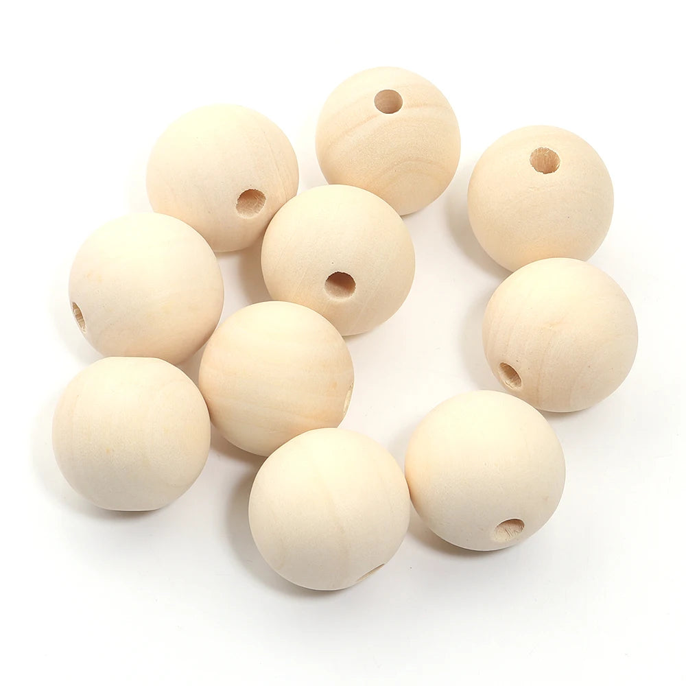 30-100 pièces/lot Perles rondes en bois couleur bûche 6/8/10/12/14/16/18/20/25/30mm Perles entretoises lâches pour accessoires de fabrication de bijoux DIY