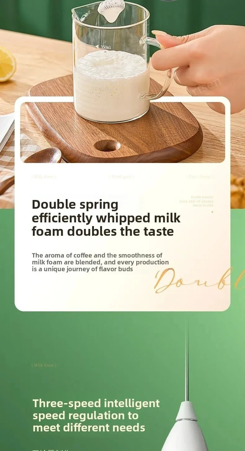 Mousseur à lait sans fil électrique Type-C Mixeur portatif en acier inoxydable Mini fouet pour café Cappuccino Crème
