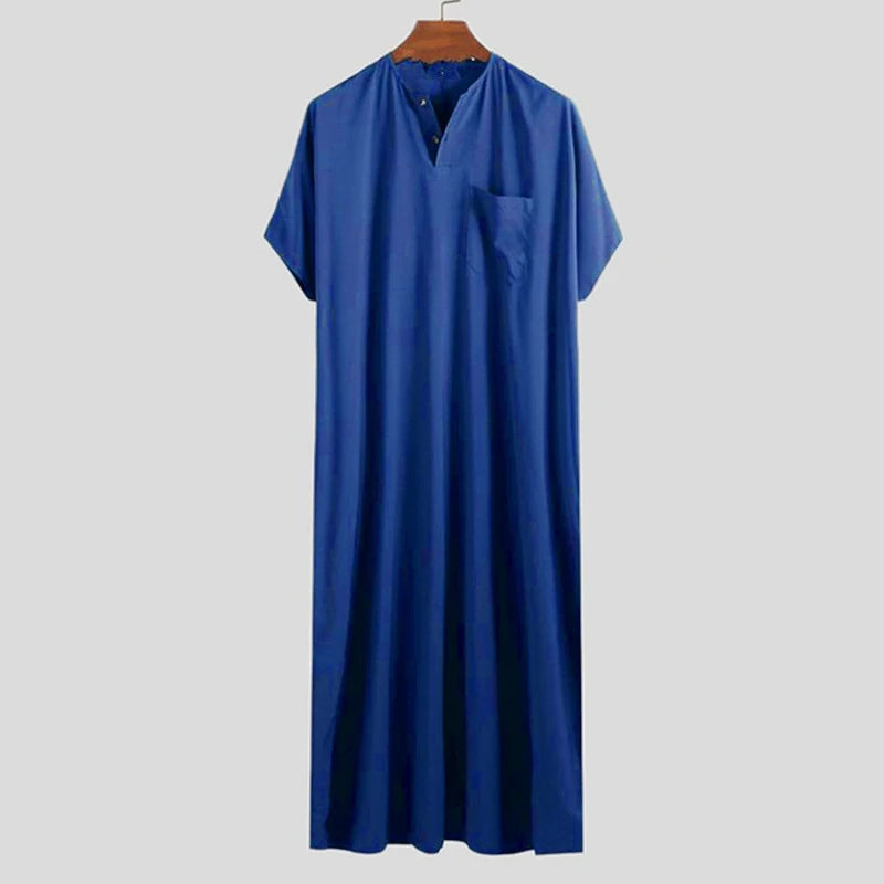 Robe musulmane à manches courtes pour hommes, caftan, vêtements musulmans amples décontractés, vêtements islamiques arabes d'été, caftan, pays du Moyen-Orient