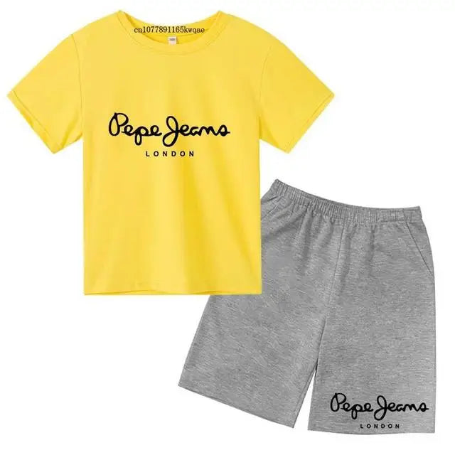 Children Summer London Clothes T-shirt 3-12Yrs Boys Girls Short-sleeved Top+Shorts Casual Brand Fashion Sports Set Clothing