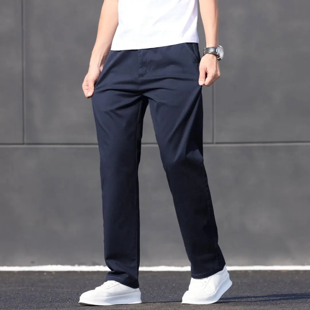 2025 Stretch Herrenhose Straight Fit Baumwolle Golfhose Herren Frühling Sommer Anzughose Büro Arbeit Freizeit Schwarz Marineblau Khaki